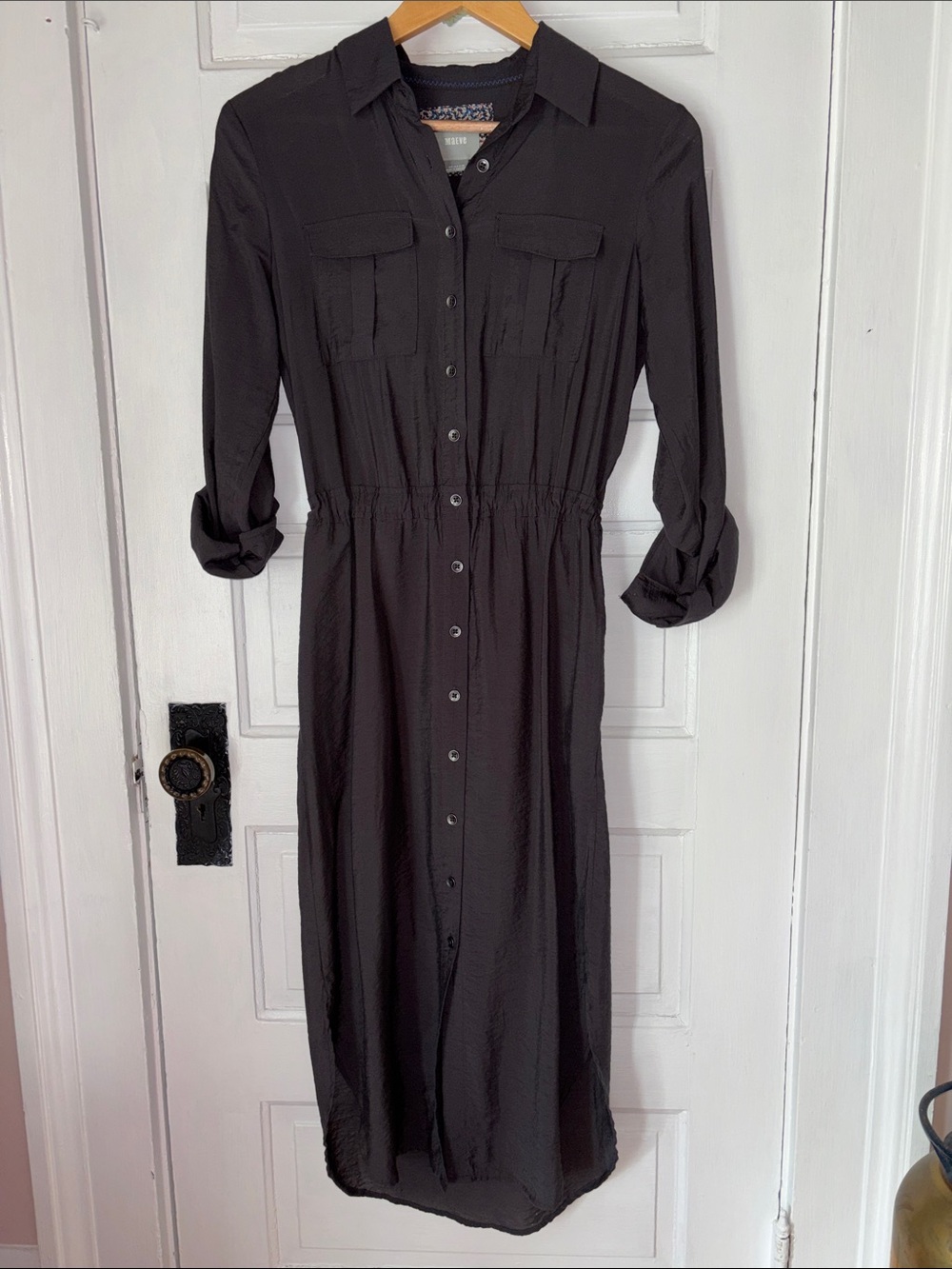ANTHROPOLOGIE MAEVE LONG SLEEVE BUTTON DOWN SHIRT DRESS - Picture 2 of 7